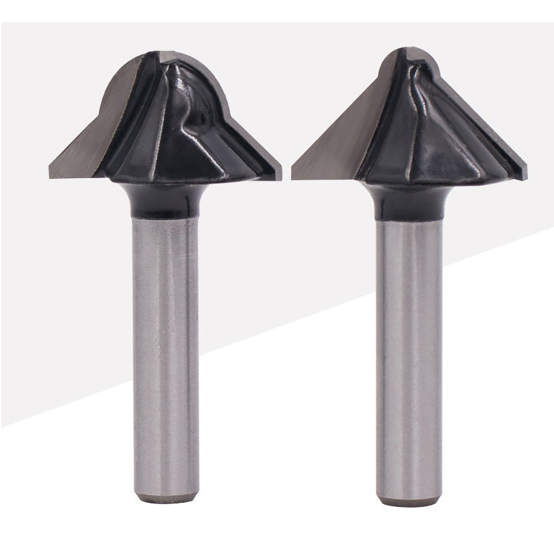 90° Round-Nose V-Groove Router Bit - Tungsten Carbide Tipped, 1/4" Shank, for Chamfering, Flanging & Slotting in Wall Panels, Wood Veneer, & Carbon Crystal Boards