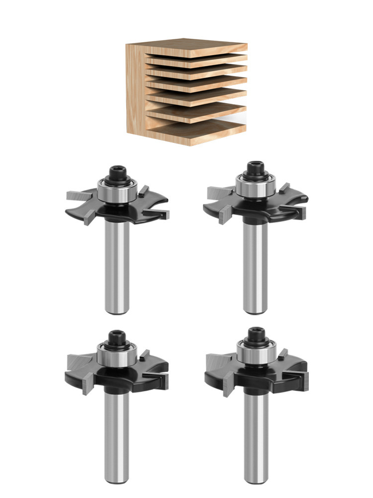 1/2" Shank 4-Flute Ball Nose T-Slot Router Bit for Woodworking, Door Frame Mortise & Tenon, Casing Grooving, Edge Trimming