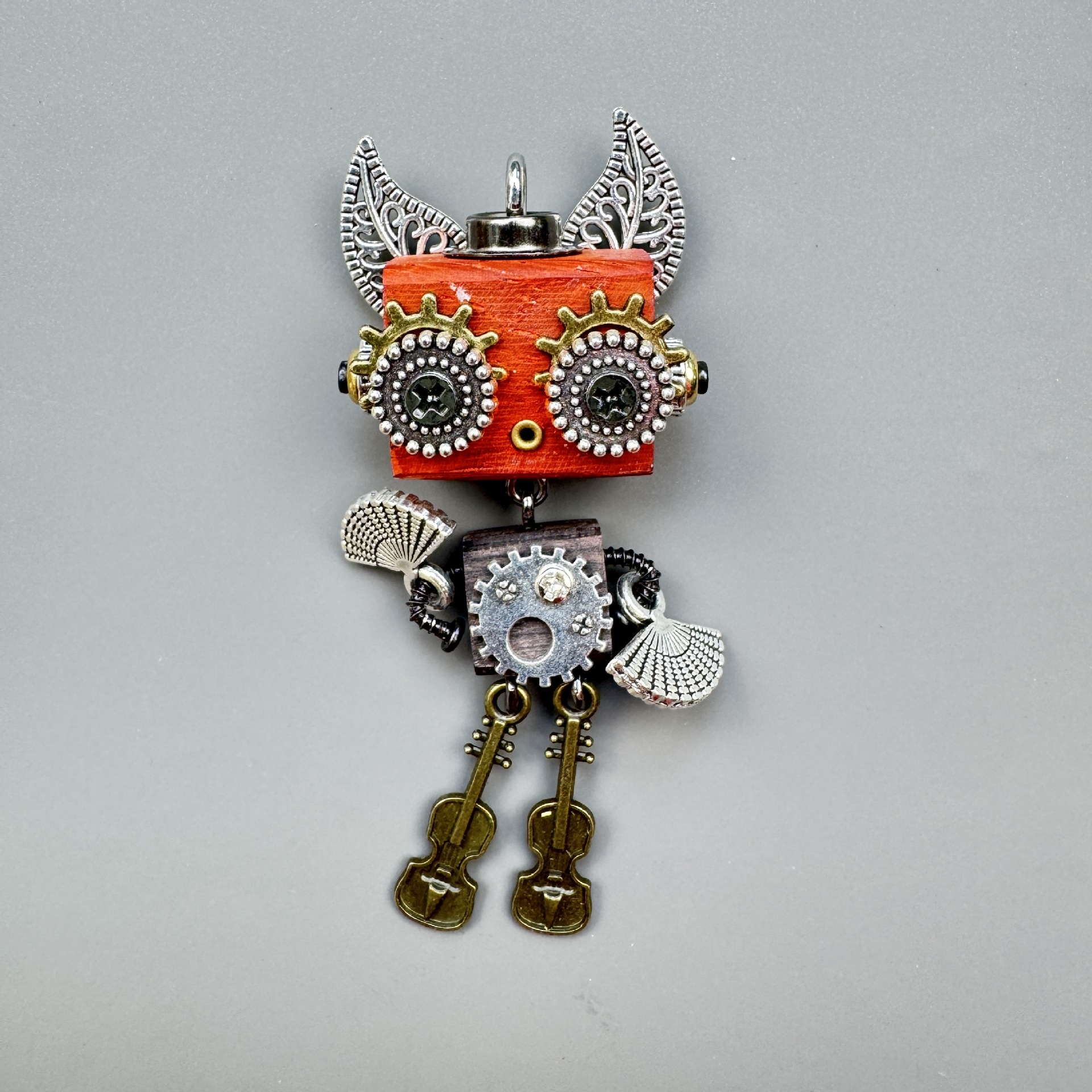 Handmade Punk Robot Pendant - Multi-Style Display Piece for Market Stall, Keychain, Phone Charm & Unisex Necklace