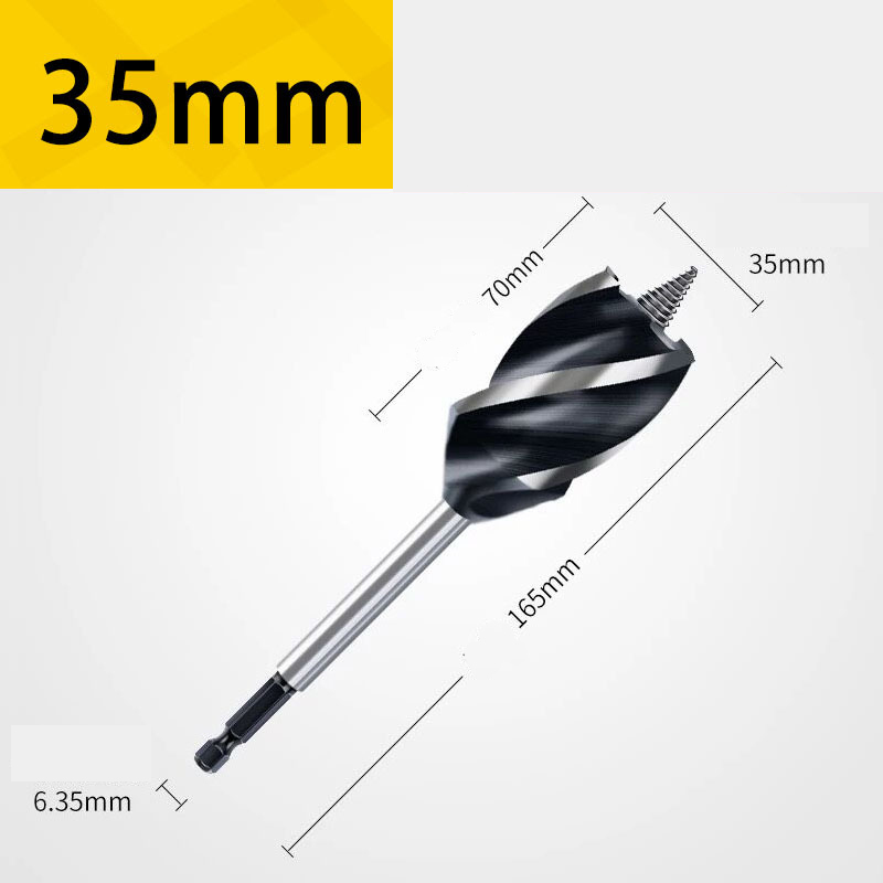 Extra Long 4-Groove 4-Cutter Wood Auger Bit, Hex Shank Door Lock & Drawer Hole Borer, Efficient Chip Removal & Countersink Drill Bit for Soft/Hard Wood & Plastic