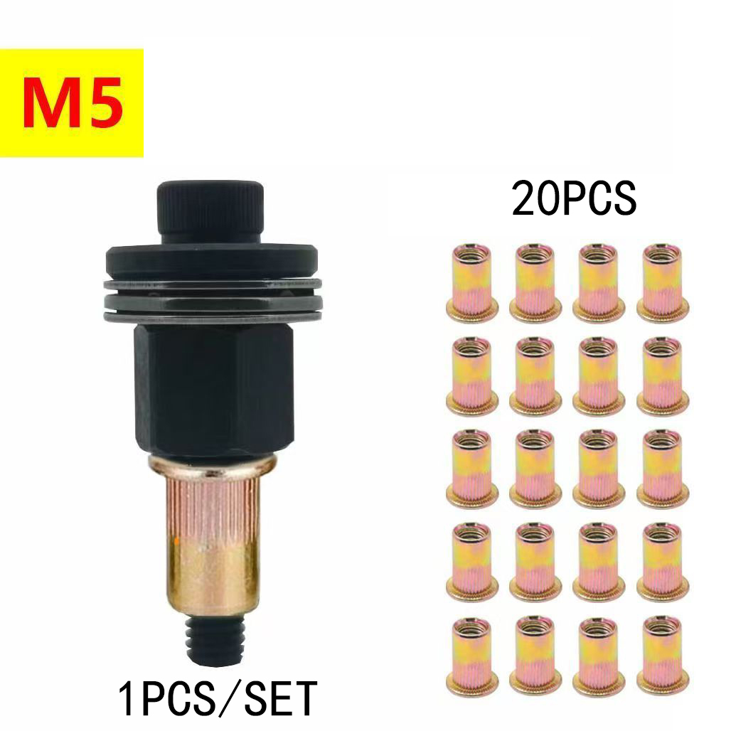 Hand Rivet Nut Tool Kit - Manual & Drill Powered - Complete Set with Free Rivet Nuts for M3 to M12 - Universal Fastener for Sheet Metal, Auto License Plate, Steel Studs