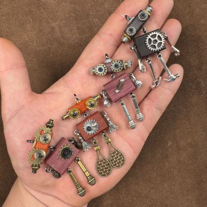 Steampunk Robot Wearable Art - Original Handmade Statement Pendant for Daily Style, Unisex Necklace & Tech Accessory