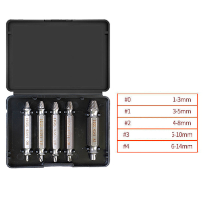 Chromium Vanadium Steel Screw Extractor Set - Left-Handed Spiral Fluted Design for Broken & Stripped Screws (Coarse & Fine Threads, 1-21mm)