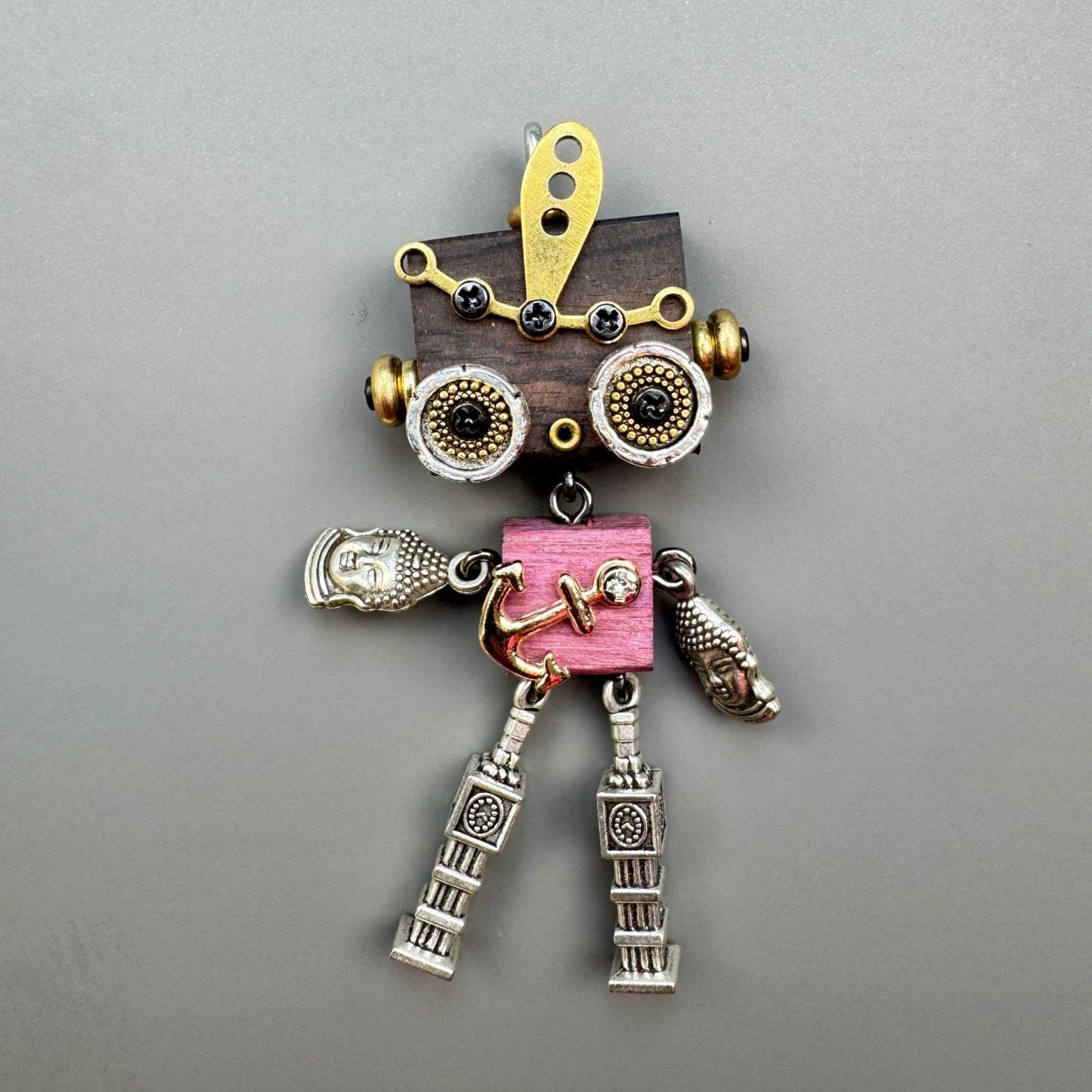 Handmade Punk Robot Pendant - Multi-Style Display Piece for Market Stall, Keychain, Phone Charm & Unisex Necklace