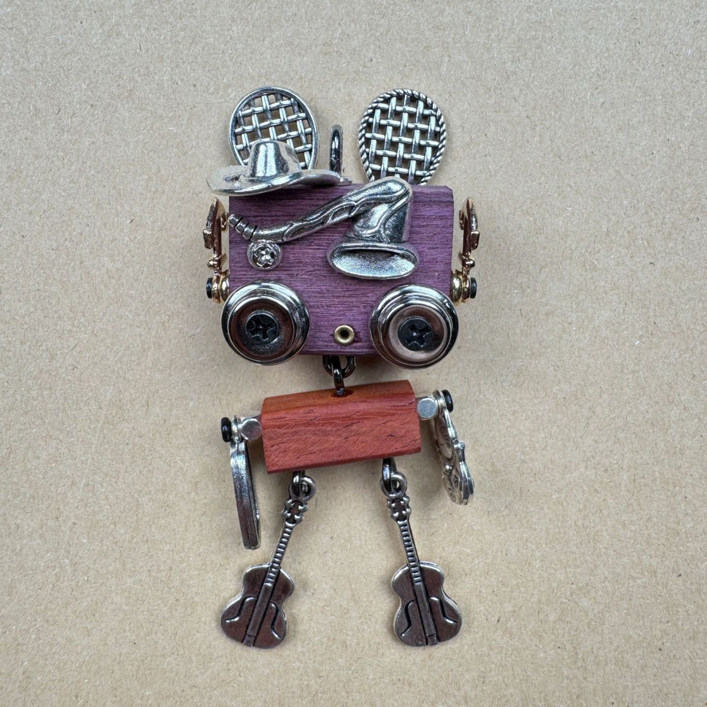 Wearable Punk Robot Art - Handcrafted Multi-Use Pendant for Your Necklace, Keys or Phone, Unisex Statement Piece
