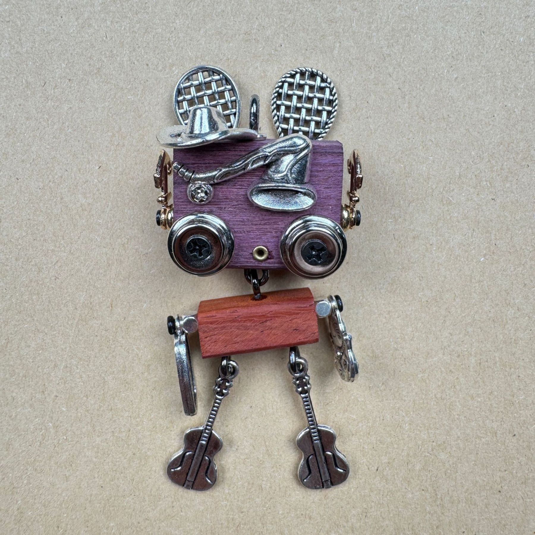 Wearable Punk Robot Art - Handcrafted Multi-Use Pendant for Your Necklace, Keys or Phone, Unisex Statement Piece
