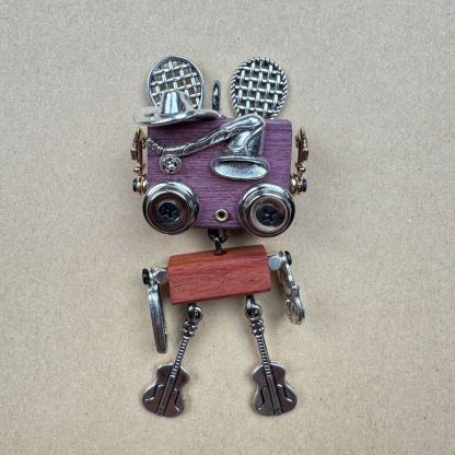 Wearable Punk Robot Art - Handcrafted Multi-Use Pendant for Your Necklace, Keys or Phone, Unisex Statement Piece