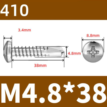410 Stainless Steel Cross Round Head Self-Drilling Screws (Self-Tapping & Self-Drilling Teardrop Thread Screws) – Fully Hardened Fasteners, Full Specifications from M2.9 to M6.3