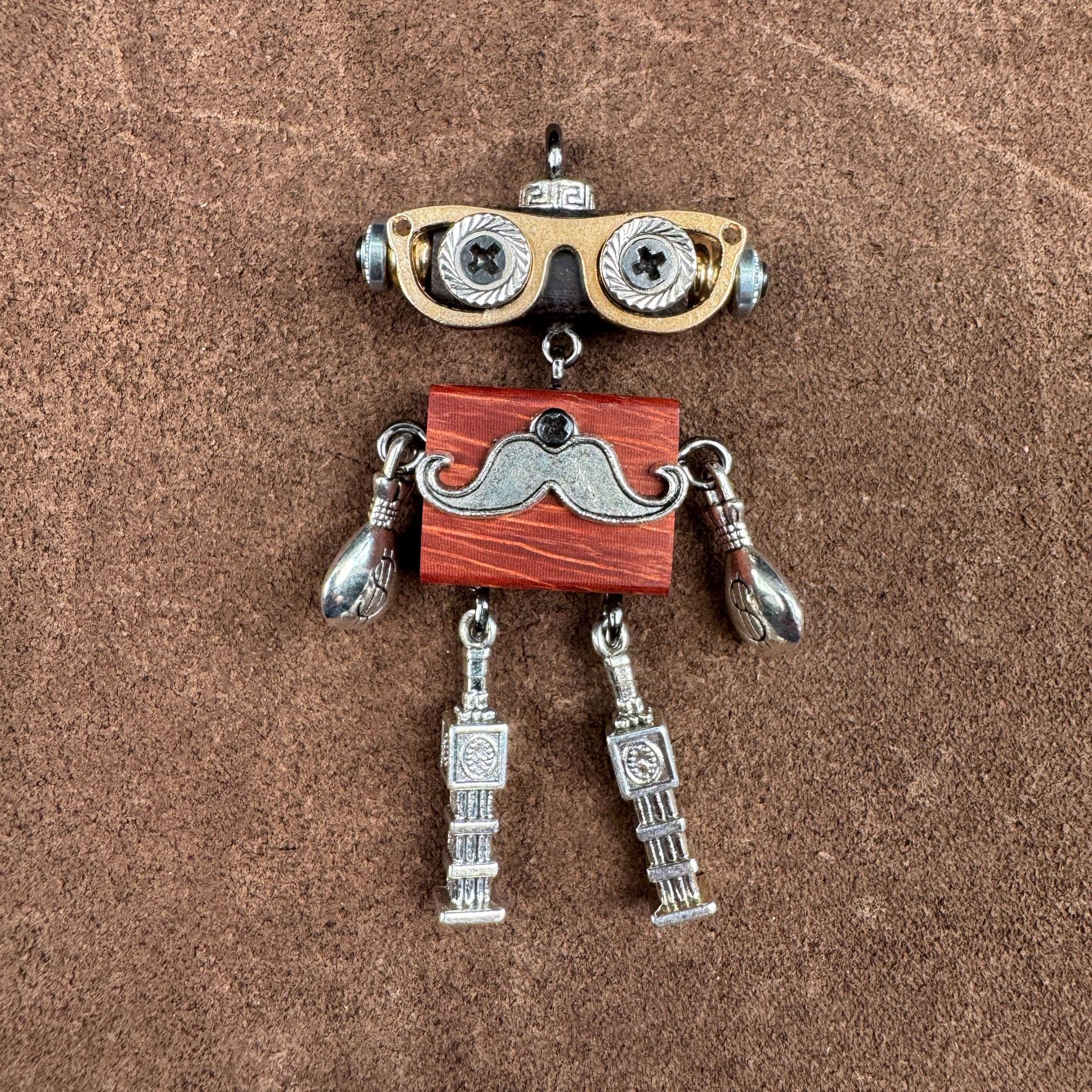 Steampunk Robot Wearable Art - Original Handmade Statement Pendant for Daily Style, Unisex Necklace & Tech Accessory