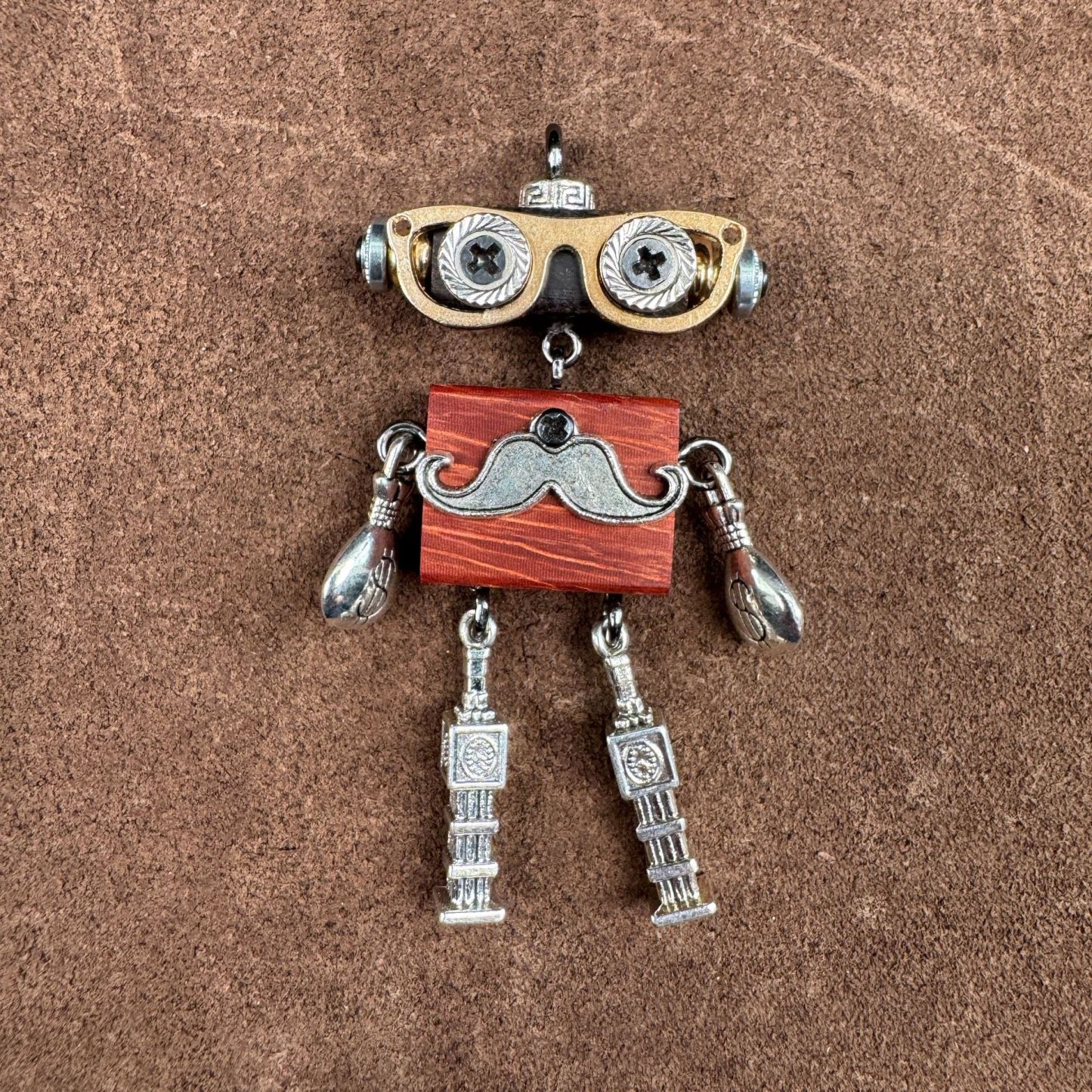Steampunk Robot Wearable Art - Original Handmade Statement Pendant for Daily Style, Unisex Necklace & Tech Accessory