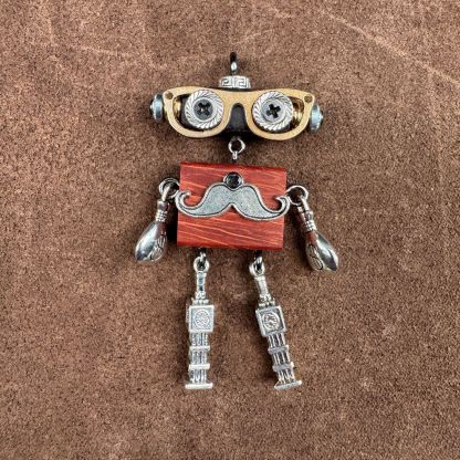 Steampunk Robot Wearable Art - Original Handmade Statement Pendant for Daily Style, Unisex Necklace & Tech Accessory