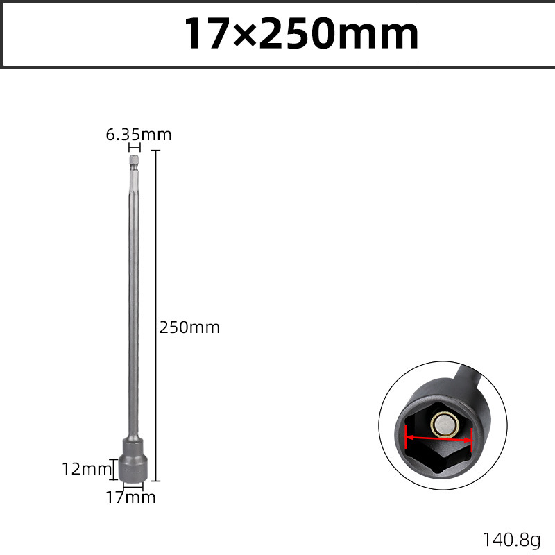 250mm Heavy-Duty Magnetic Socket Set (6-19mm) | Cr-V Steel Extended & Reinforced Hex Bit Sockets for Secure Fastening
