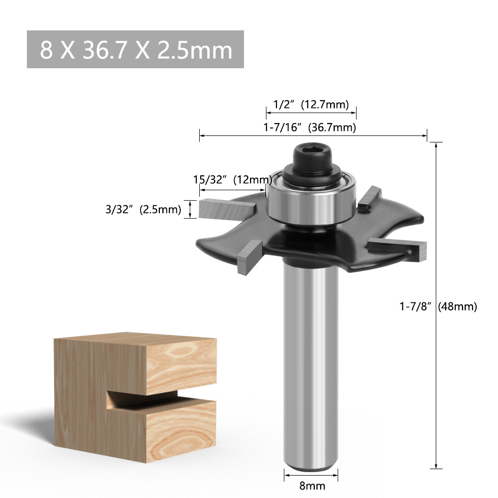 1/2" Shank 4-Flute Ball Nose T-Slot Router Bit for Woodworking, Door Frame Mortise & Tenon, Casing Grooving, Edge Trimming