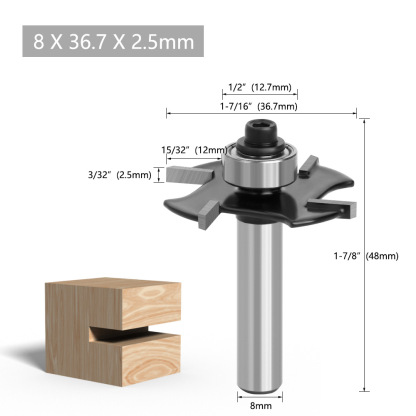 1/2" Shank 4-Flute Ball Nose T-Slot Router Bit for Woodworking, Door Frame Mortise & Tenon, Casing Grooving, Edge Trimming