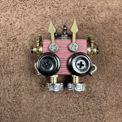 Handmade Steampunk Robot Pendant - Redwood Keychain, Phone Charm & Adjustable Unisex Necklace | Unique Gift