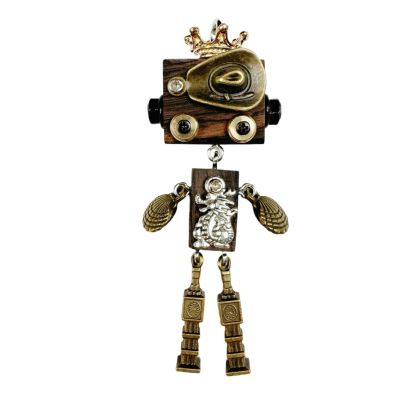 Personalized Zodiac Gift - Punk Robot Animal Keychain, Handmade Wooden Necklace Pendant with 12 Chinese Zodiac Signs