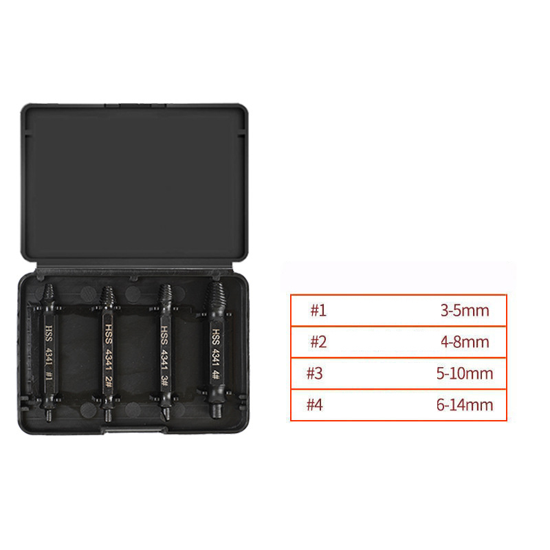 Chromium Vanadium Steel Screw Extractor Set - Left-Handed Spiral Fluted Design for Broken & Stripped Screws (Coarse & Fine Threads, 1-21mm)