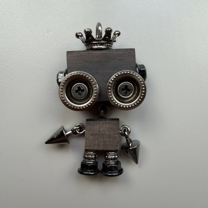 Dark Industrial Robot Pendant - Edgy Unisex Necklace Charm & Keychain, Handcrafted Streetwear Jewelry Art