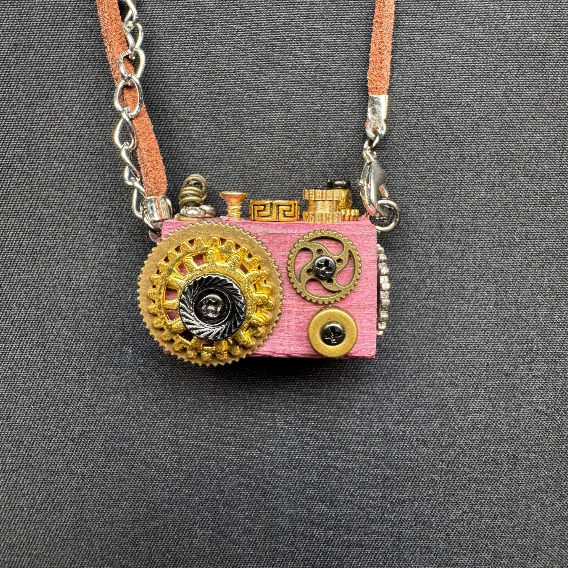 Retro-Futuristic Camera Robot - Original Handmade Punk Pendant for Statement Necklace or Keychain