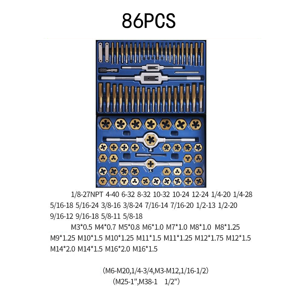 9Cr18 Bearing Steel Tap and Die Set - Non-Slip Design, Secure Locking, Effortless Threading