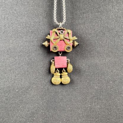 Handmade Wood & Punk Robot Charm - Your Perfect Daily Companion as a Necklace Pendant or Keychain, Unisex Artisan Piece