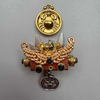 Zodiac Steampunk Robot Pendant - 12 Signs Handmade Wooden Charm for Necklace & Keychain, Unique Astrology Accessory