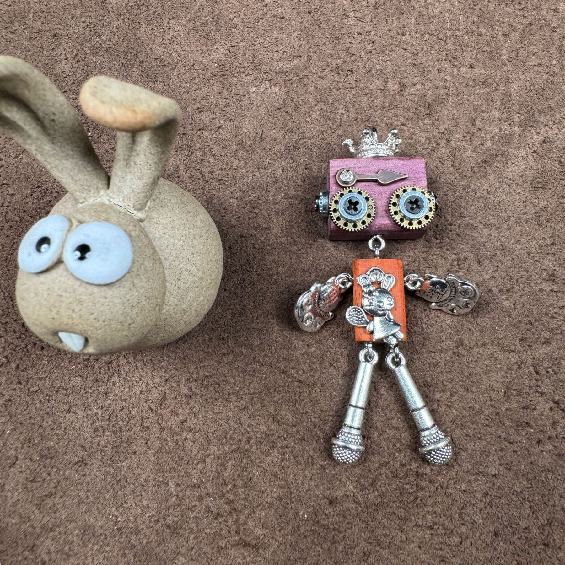 Personalized Zodiac Gift - Punk Robot Animal Keychain, Handmade Wooden Necklace Pendant with 12 Chinese Zodiac Signs