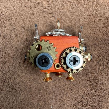 Handmade Steampunk Robot Pendant - Redwood Keychain, Phone Charm & Adjustable Unisex Necklace | Unique Gift