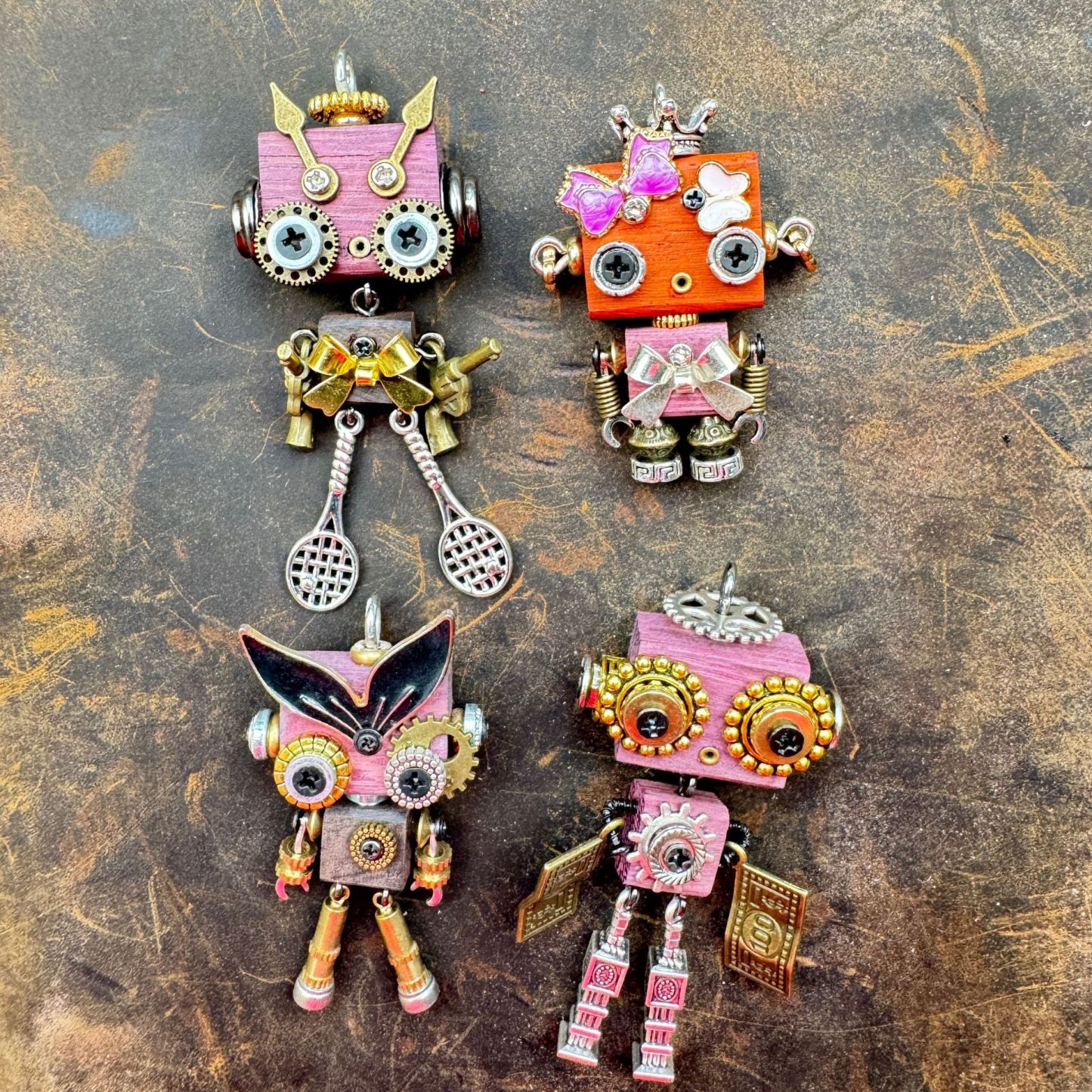 Original Steampunk Robot Pendant - Handcrafted Cultural Creative Artifact for Necklace & Phone Chain, Unique Unisex Designer Jewelry