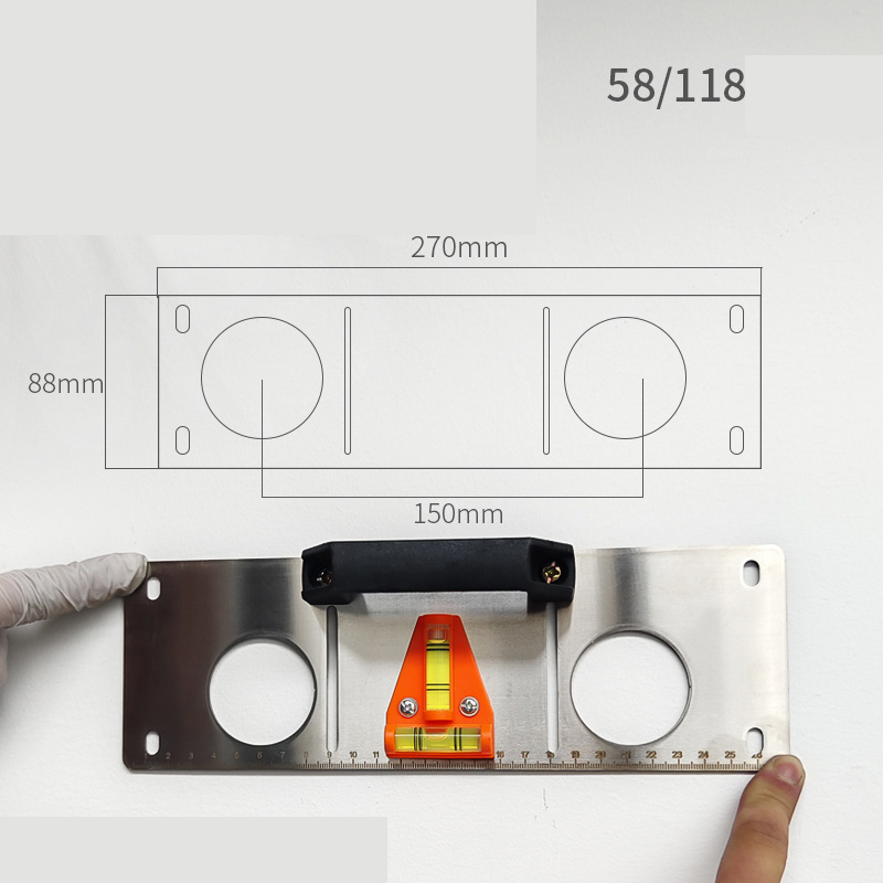Professional 86-Type Electrical Box Marking Gauge with Built-in Level – Stainless Iron, Multi-Size, Ergonomic Handle