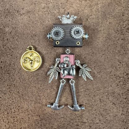 Steampunk Zodiac Guardians - Handcrafted 12 Constellation Robot Pendant, Wooden Keychain & Geek Gift