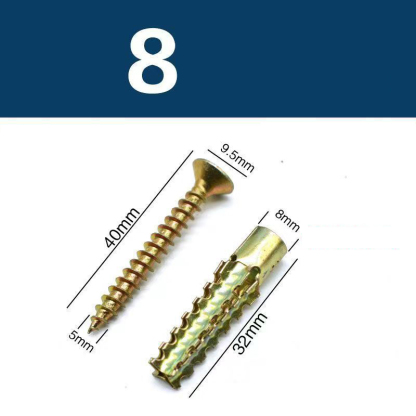 Lightweight Metal Expansion Anchors - Heavy Duty Self-Tapping Screws for Old Hole Repair, Zinc Plated