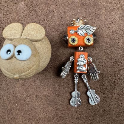 Personalized Zodiac Gift - Punk Robot Animal Keychain, Handmade Wooden Necklace Pendant with 12 Chinese Zodiac Signs