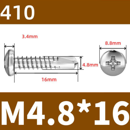 410 Stainless Steel Cross Round Head Self-Drilling Screws (Self-Tapping & Self-Drilling Teardrop Thread Screws) – Fully Hardened Fasteners, Full Specifications from M2.9 to M6.3
