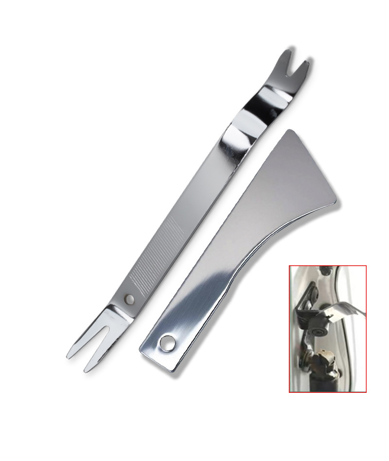 Thickened Stainless Steel Pry Tool Set for Car Interior Trim Removal - Non-Marring Demolition Pry Bar & Scraper for Dash, Door Panel, Audio/Navigation System