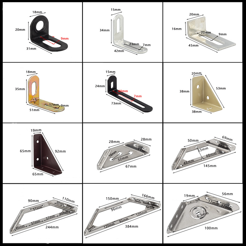 Stainless Steel Corner Bracket, 90-Degree Right Angle Connector, Reinforced L-Shaped Metal Corner Fixing Brace