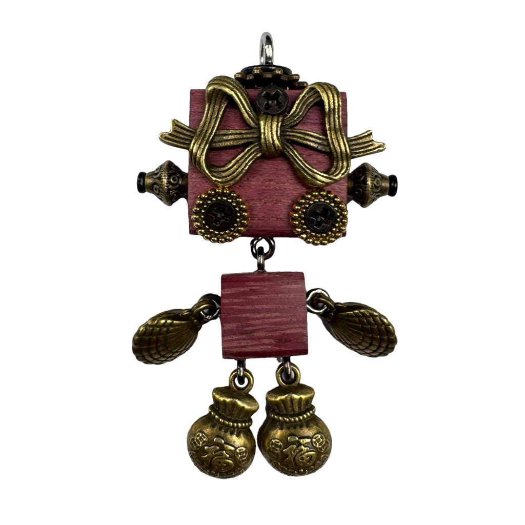 Handmade Wood & Punk Robot Charm - Your Perfect Daily Companion as a Necklace Pendant or Keychain, Unisex Artisan Piece