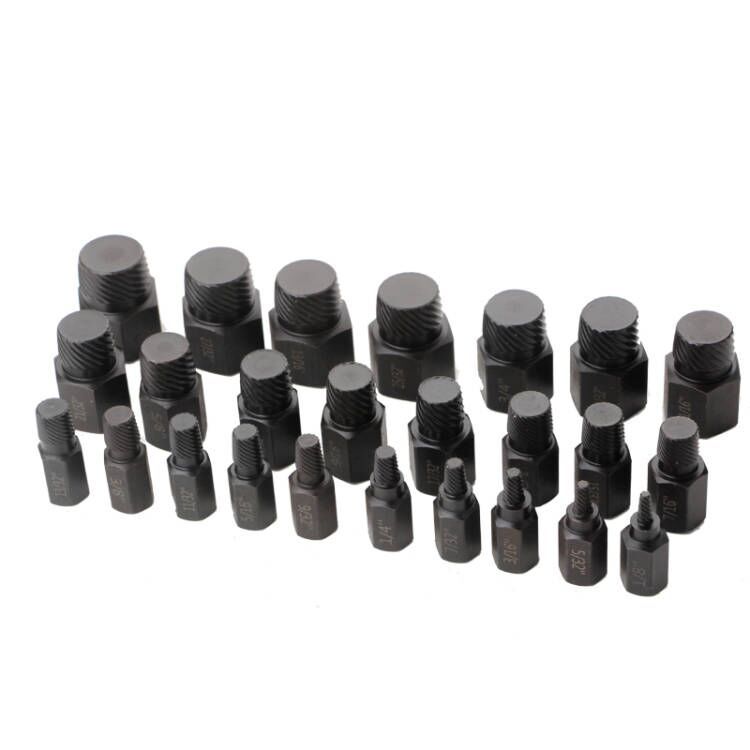 25-Piece Screw Extractor Set CR-MO Chrome Molybdenum Steel Forged (1/8" - 7/8") - Ideal for Removing Rusted, High-Hardness Hex Bolts & Broken Fasteners