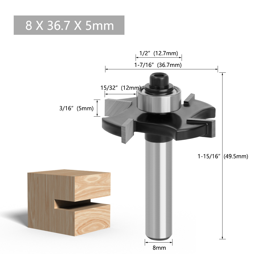 1/2" Shank 4-Flute Ball Nose T-Slot Router Bit for Woodworking, Door Frame Mortise & Tenon, Casing Grooving, Edge Trimming