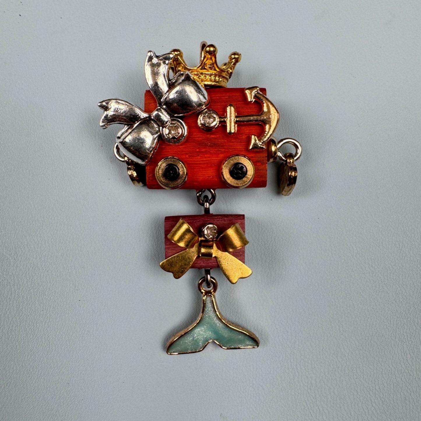 Steampunk Robot Pendant - Handcrafted Wooden Keychain, Necklace Charm & Phone Chain Accessory for Men and Women