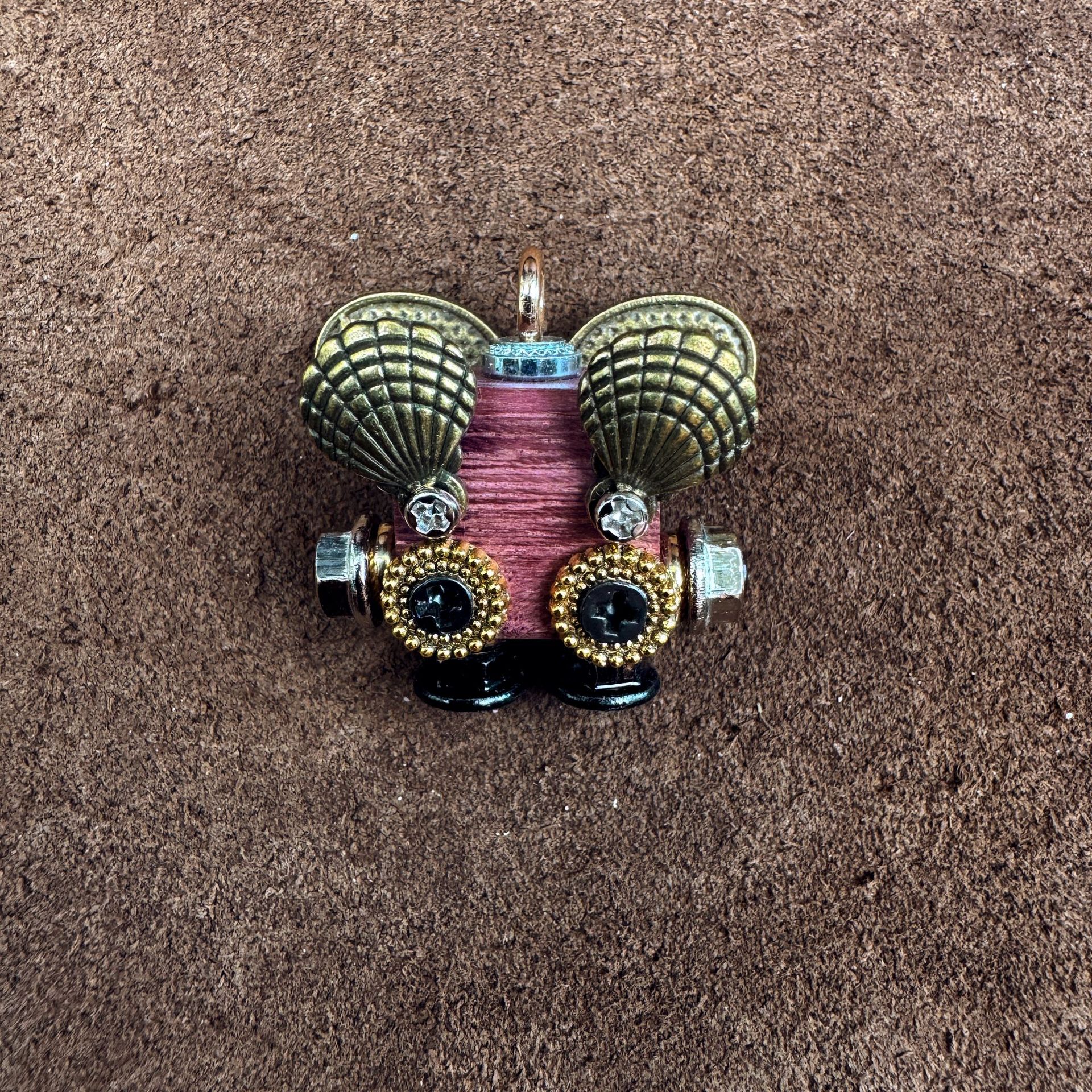 Punk Robot Wooden Pendant - Trendy Handmade Keychain & Phone Charm, Convertible Unisex Necklace for Collectors