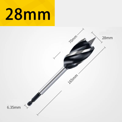 Extra Long 4-Groove 4-Cutter Wood Auger Bit, Hex Shank Door Lock & Drawer Hole Borer, Efficient Chip Removal & Countersink Drill Bit for Soft/Hard Wood & Plastic