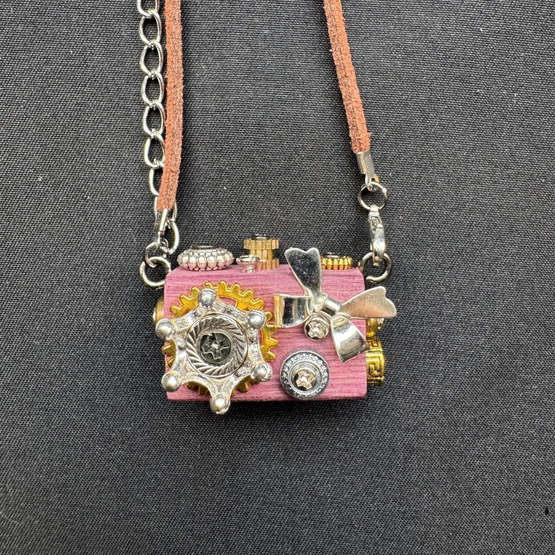Retro-Futuristic Camera Robot - Original Handmade Punk Pendant for Statement Necklace or Keychain