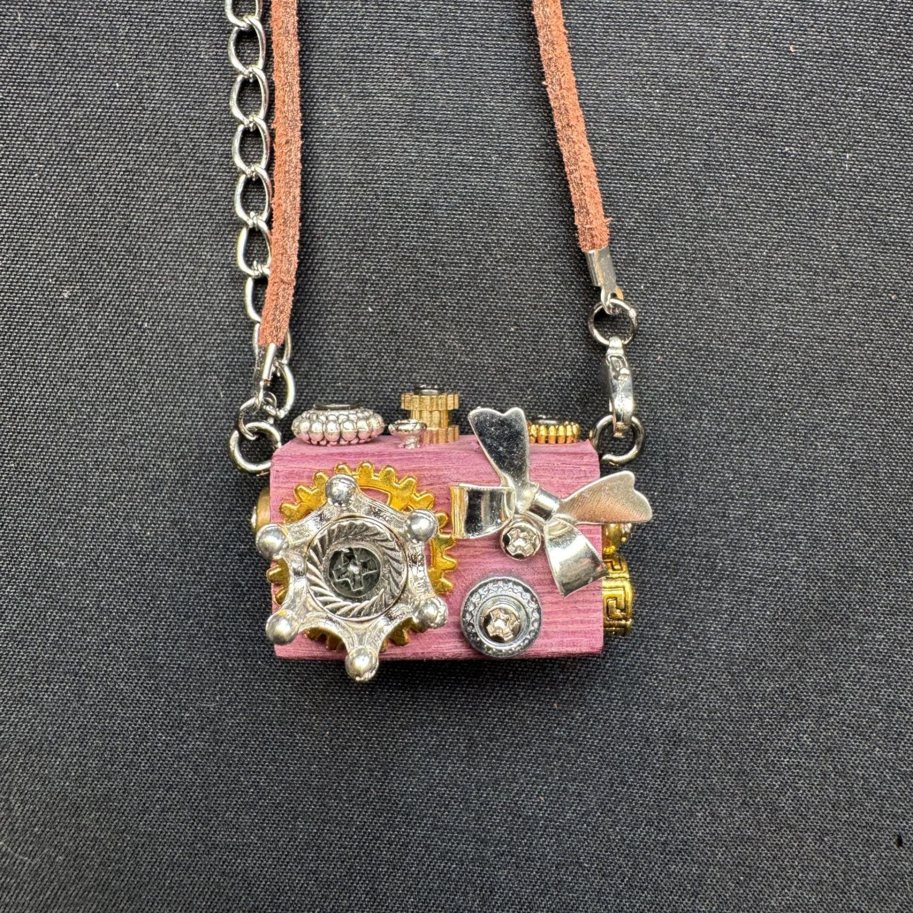 Retro-Futuristic Camera Robot - Original Handmade Punk Pendant for Statement Necklace or Keychain