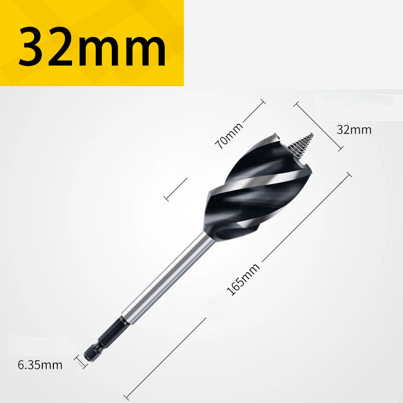 Extra Long 4-Groove 4-Cutter Wood Auger Bit, Hex Shank Door Lock & Drawer Hole Borer, Efficient Chip Removal & Countersink Drill Bit for Soft/Hard Wood & Plastic