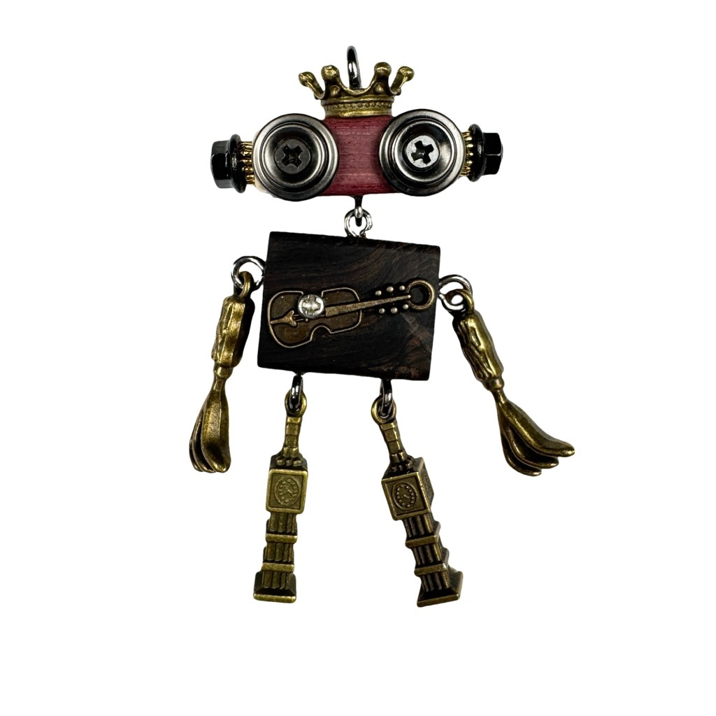 Steampunk Robot Wearable Art - Original Handmade Statement Pendant for Daily Style, Unisex Necklace & Tech Accessory