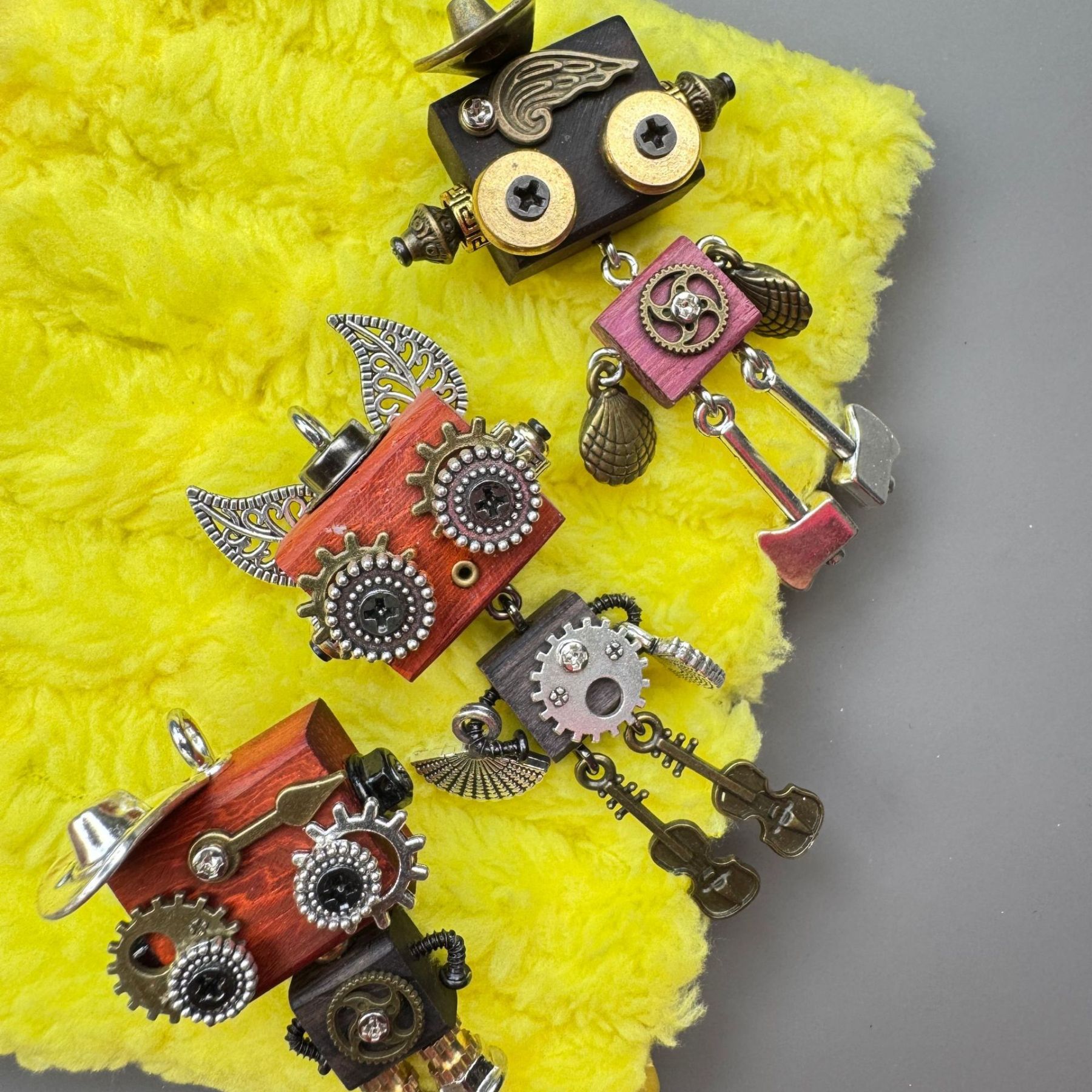 Handmade Punk Robot Pendant - Multi-Style Display Piece for Market Stall, Keychain, Phone Charm & Unisex Necklace