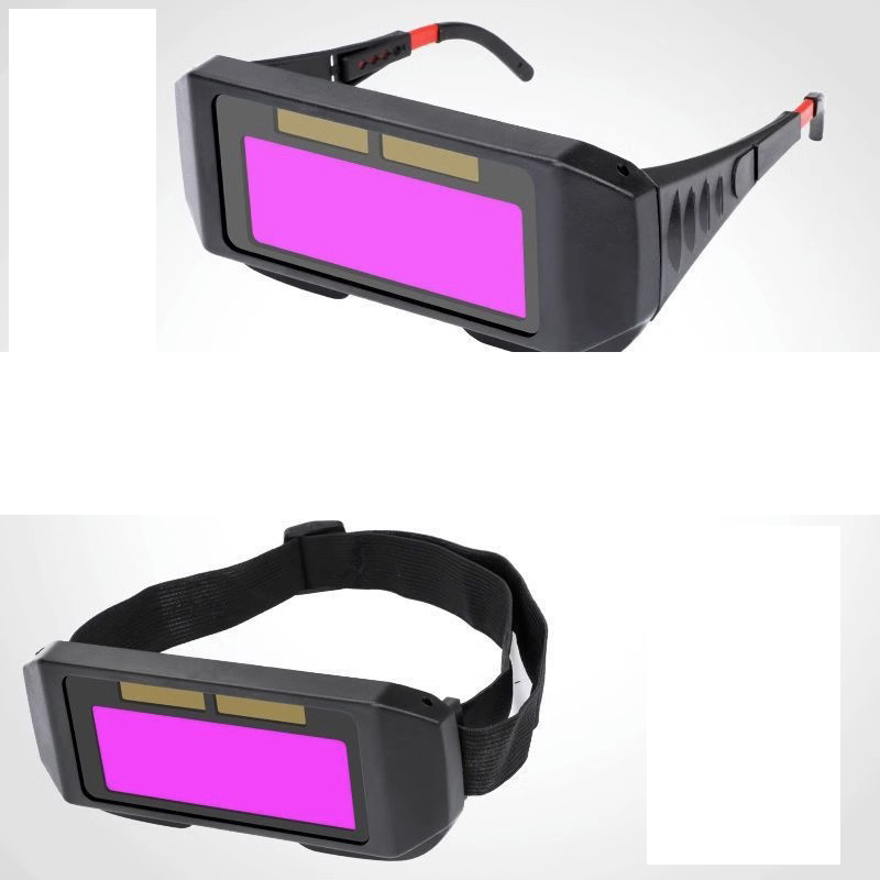 Solar Auto-Darkening Welding Helmet - Argon Arc & Gas Metal Arc Welding Mask, Anti-Arc Eye, Head/Ear Dual Mount, Includes Protective Plates