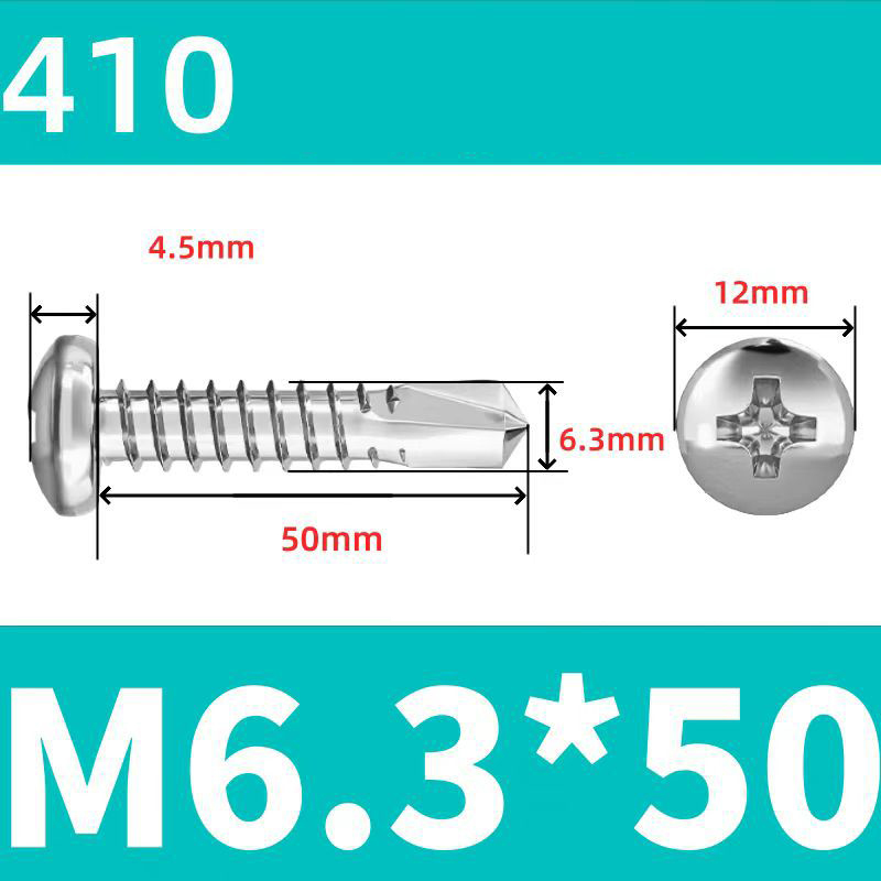 410 Stainless Steel Cross Round Head Self-Drilling Screws (Self-Tapping & Self-Drilling Teardrop Thread Screws) – Fully Hardened Fasteners, Full Specifications from M2.9 to M6.3