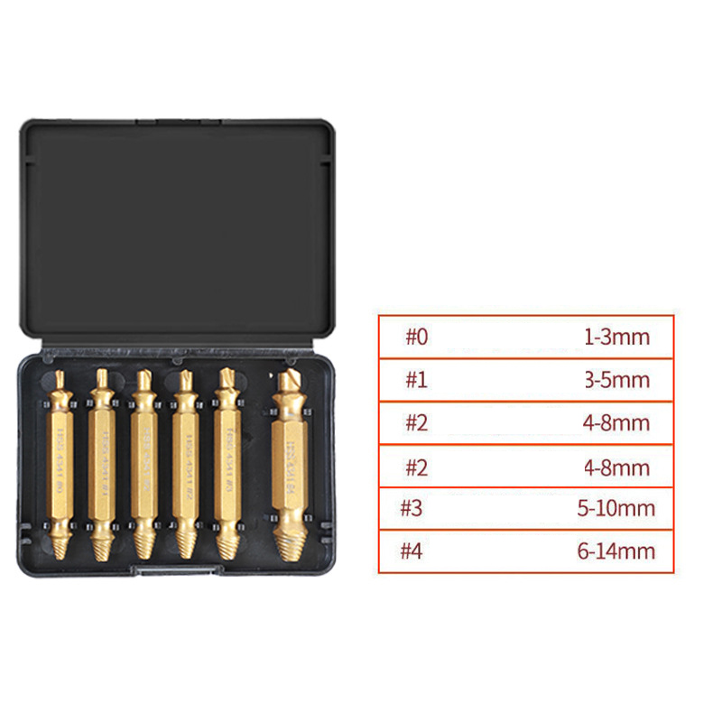 Chromium Vanadium Steel Screw Extractor Set - Left-Handed Spiral Fluted Design for Broken & Stripped Screws (Coarse & Fine Threads, 1-21mm)